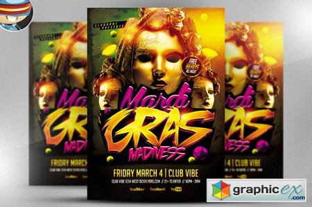 Mardi Gras Madness Flyer Template 21884