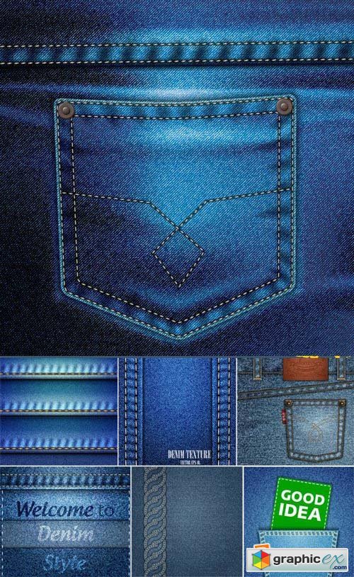 Stock Vectors - Jeans Texture, 25xEPS