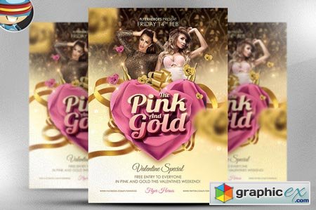 Pink and Gold Valentines PSD 21238