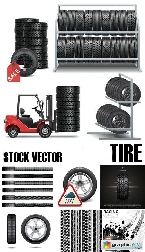 Stock Vectors - Tire, Braking distance, 25xEPS