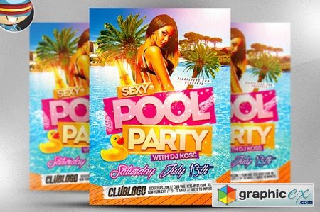 Pool Party Flyer Template 45594