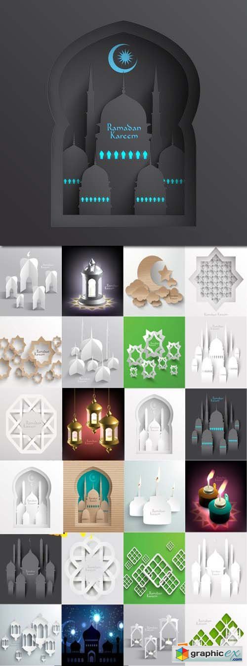 3D muslim cardboard graphics, 25xEPS
