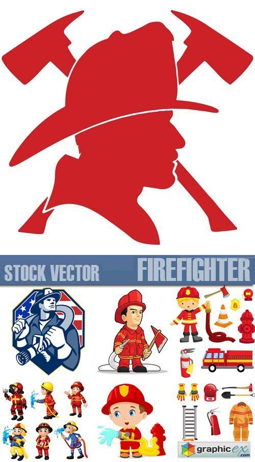 Stock Vectors - Firefighter, fire-fighting equipment, 25xEPS