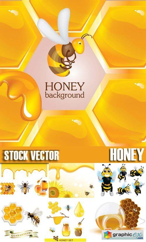 Stock Vectors - Honey, Bee, 25xEPS