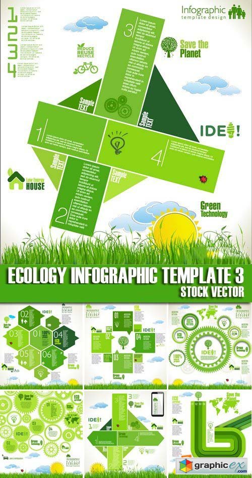 Stock Vectors - Ecology infographic template 3, 25xEPS