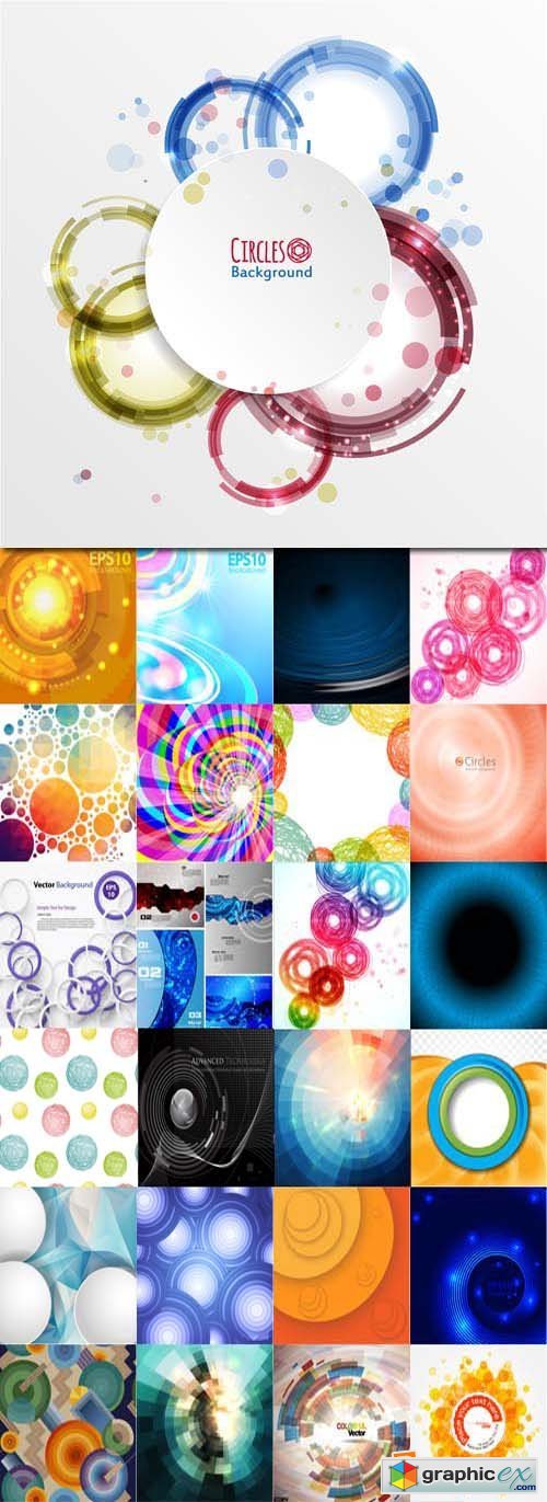 Abstract background with technology circles, 25xEPS
