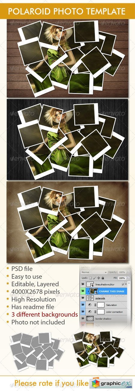 Instant Photo Frames Photo Template