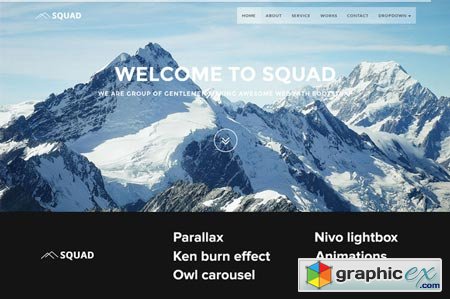 Squad one page Bootstrap template 43263