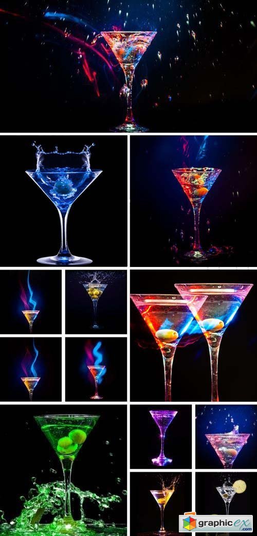 Cocktail Glass with Splashes & Lights 37xJPG