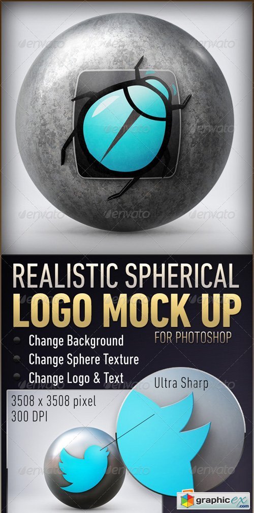Logo on Sphere - PSD Logo Mockup Template