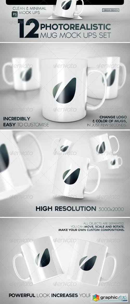 12 Photorealistic Mug Mock-Ups Set