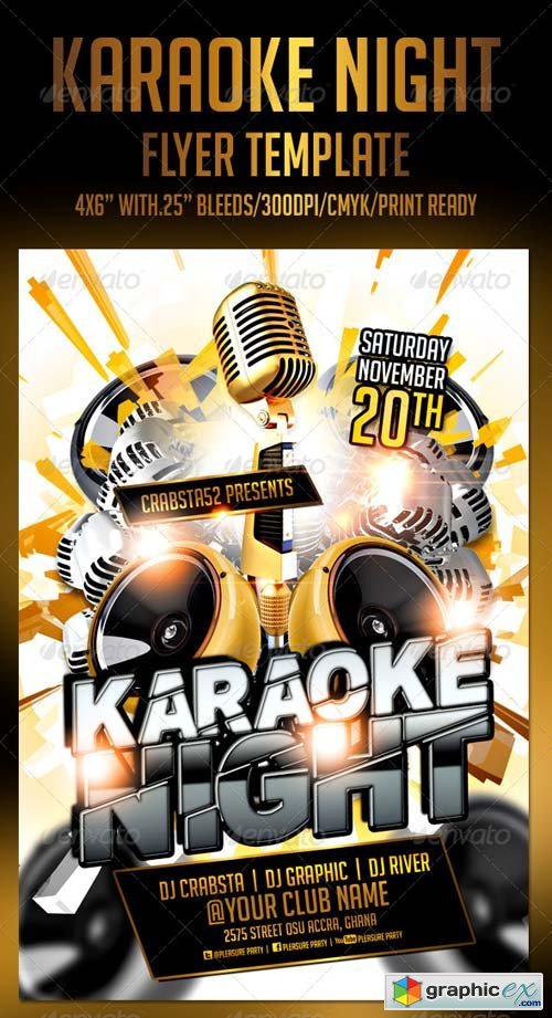 Karaoke Night Flyer Template » Free Download Vector Stock Image