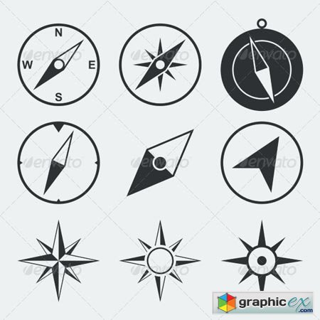 Navigation Compass Flat Icons Set 6958706