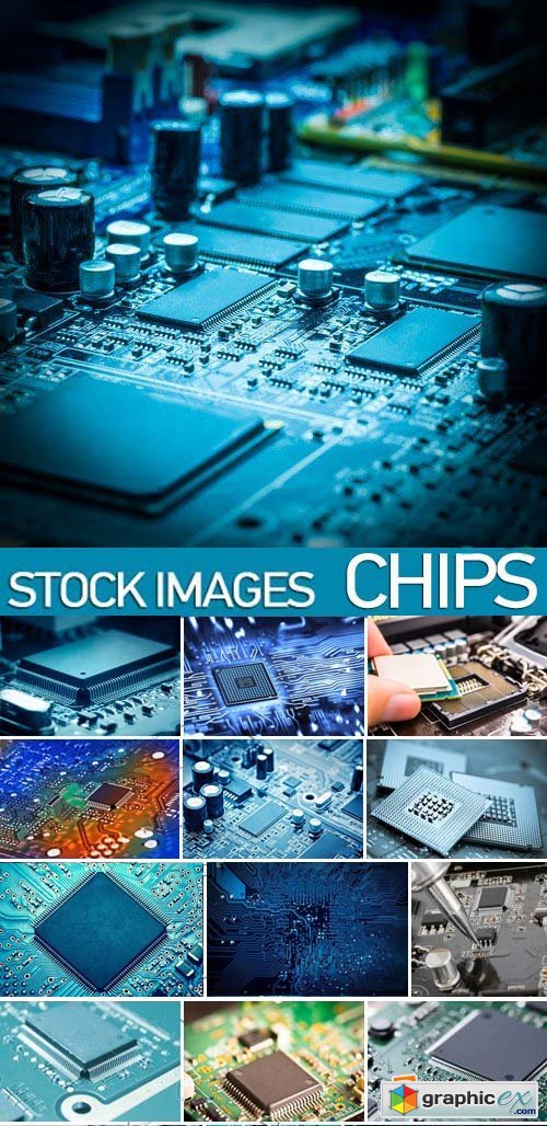 Stock Photos - hips, microcircuit, processor, 25xJPG