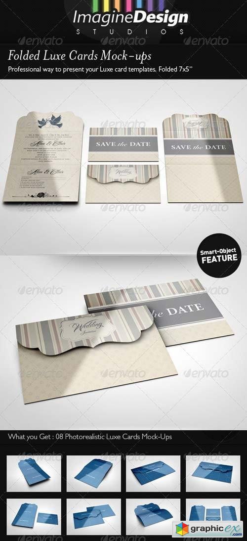 Folded Luxe Cards Mock-ups