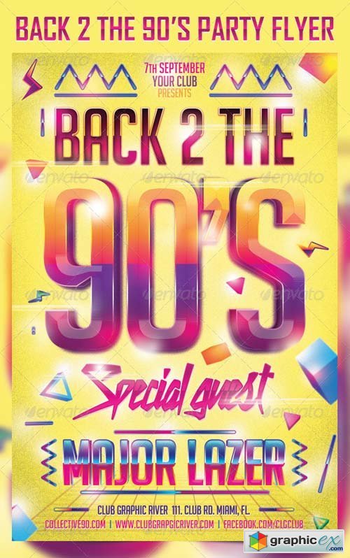 Back 2 The 90 s Party Flyer Template Free Download Vector Stock Image 