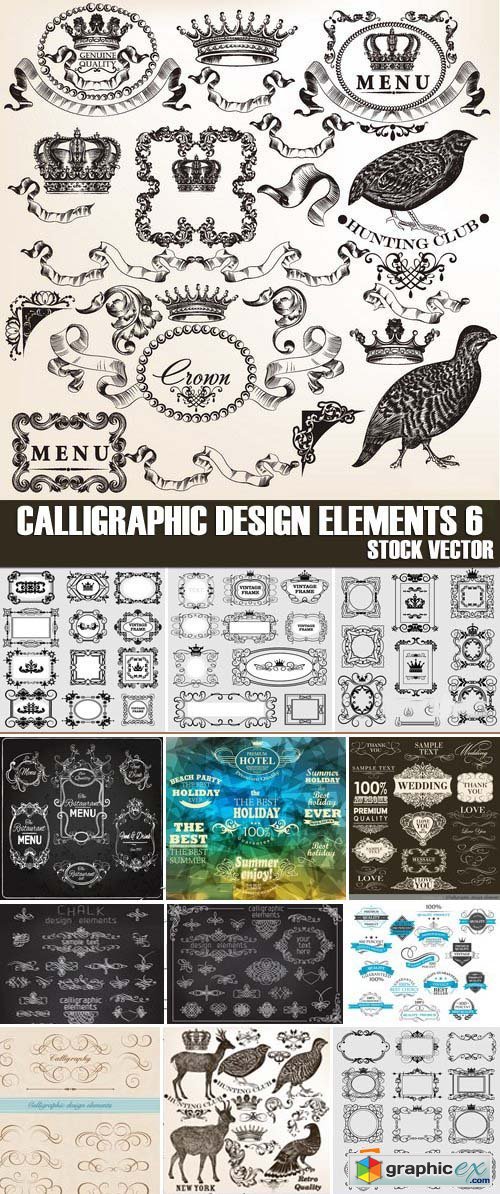 Stock Vectors - Calligraphic Design Elements 6, 22xEPS 3xJPG