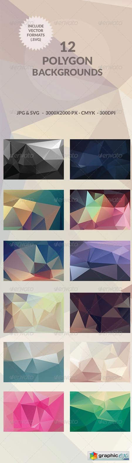 12 Polygon Abstract Backgrounds 7786615