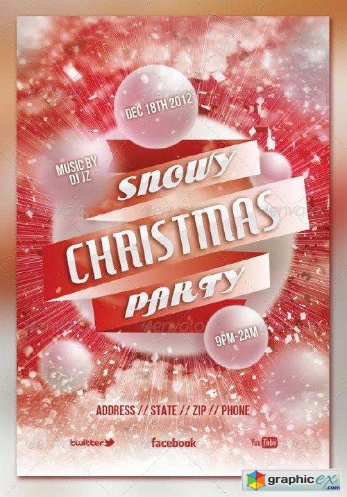 Snowy Christmas Party Flyer Template
