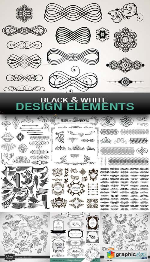 Black & White Design Elements 15xEPS