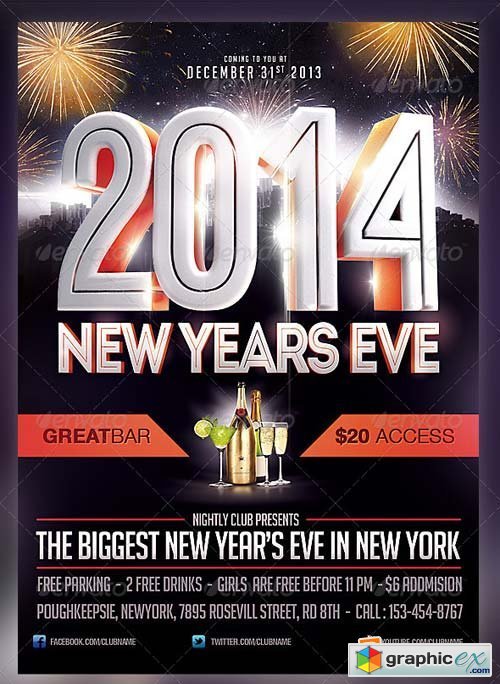 2014 New Years Eve Flyer Template