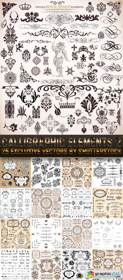 Calligraphic Elements 2, 25xEPS