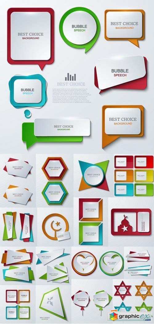 Different Paper banners and bubbles in vector by stock 25xEPS