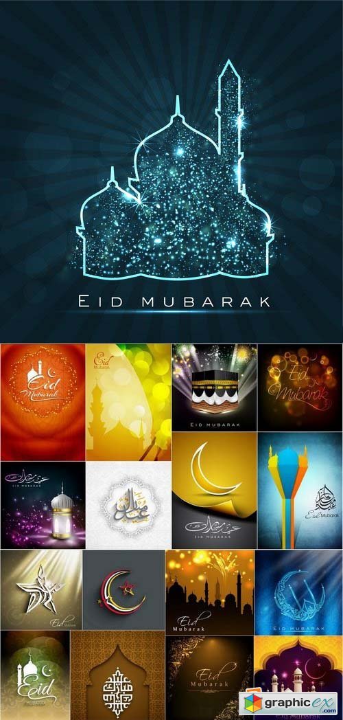 Eid Mubarak Template design in vector set by stock 2 25xEPS
