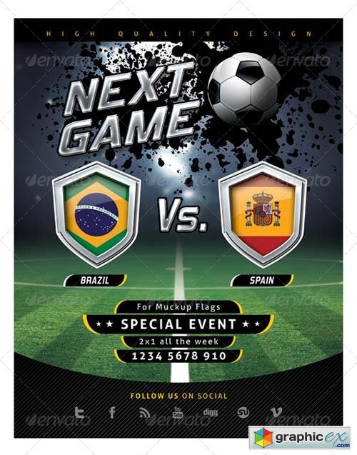 Flyer Soccer Template with Mockup Shields » Free Download Vector Stock