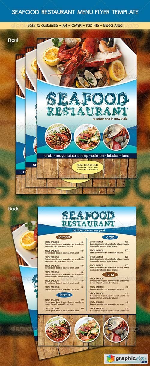 Seafood Restaurant Menu Flyer » Free Download Vector Stock Image