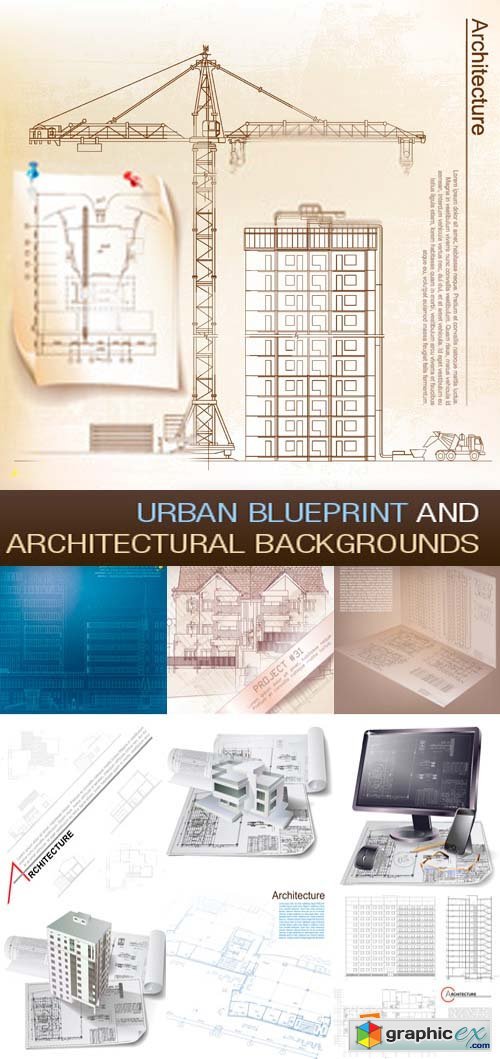 Urban Blueprint and Architectural Backgrounds 25xEPS