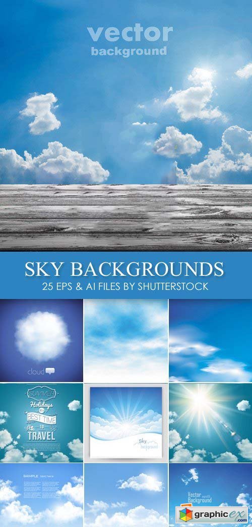 Stock Vector - Blue Sky Backgrounds 26xEPS