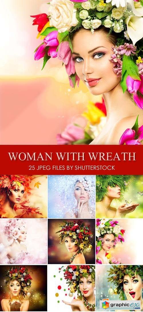 Stock Photo - Woman with Wreath on Her Head 25xJPG