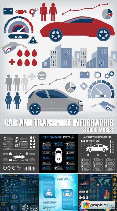 Stock Vectors - Car and Transport Infographic, 25xEPS