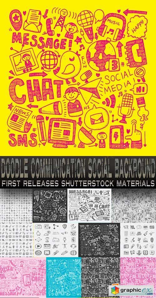 Amazing SS - Doodle Communication Social Backround, 25xEPS