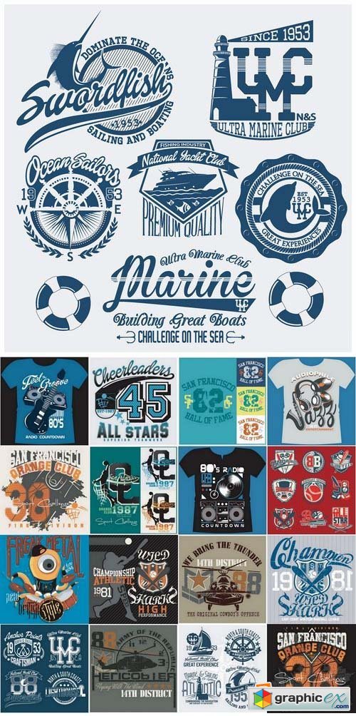 T-shirt Design elements in vector from stock 18 25xEPS