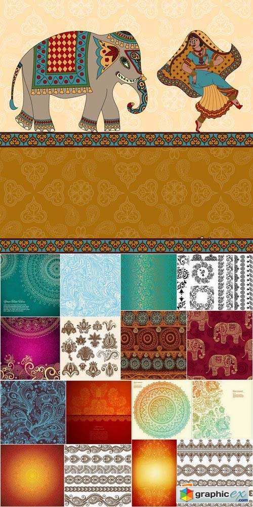 Abstract Backgrounds indian style in vector from stock 25xEPS
