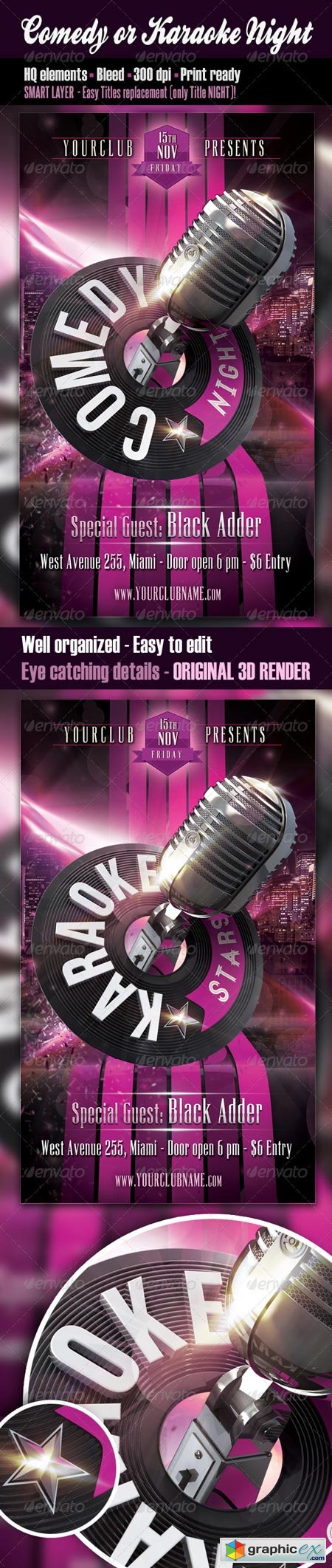 Comedy or Karaoke Night Flyer 3361345