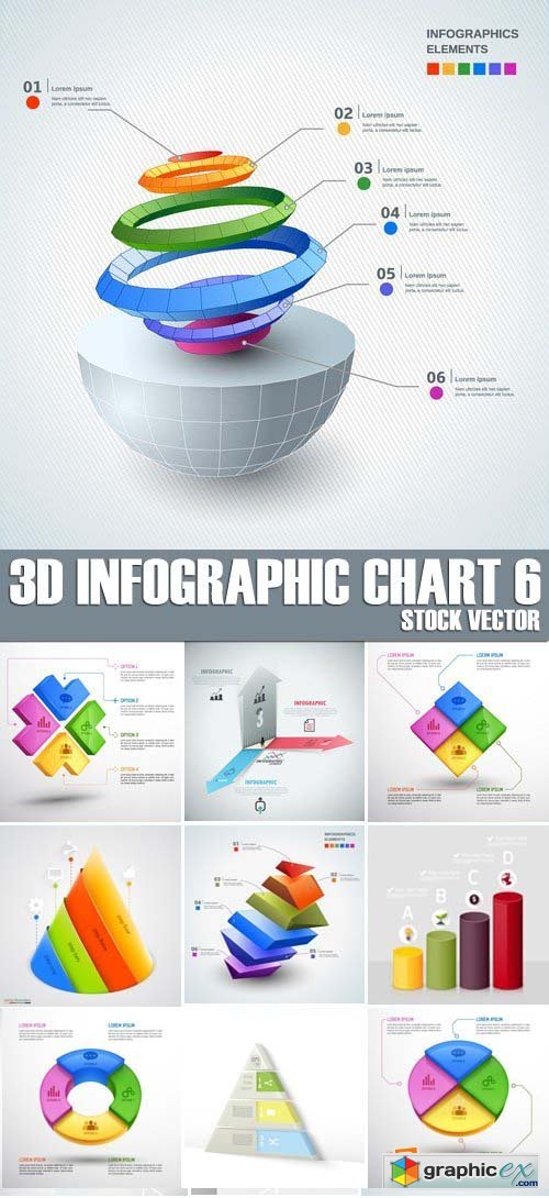 Stock Vectors - 3D Infographic Chart 6, 25xEPS