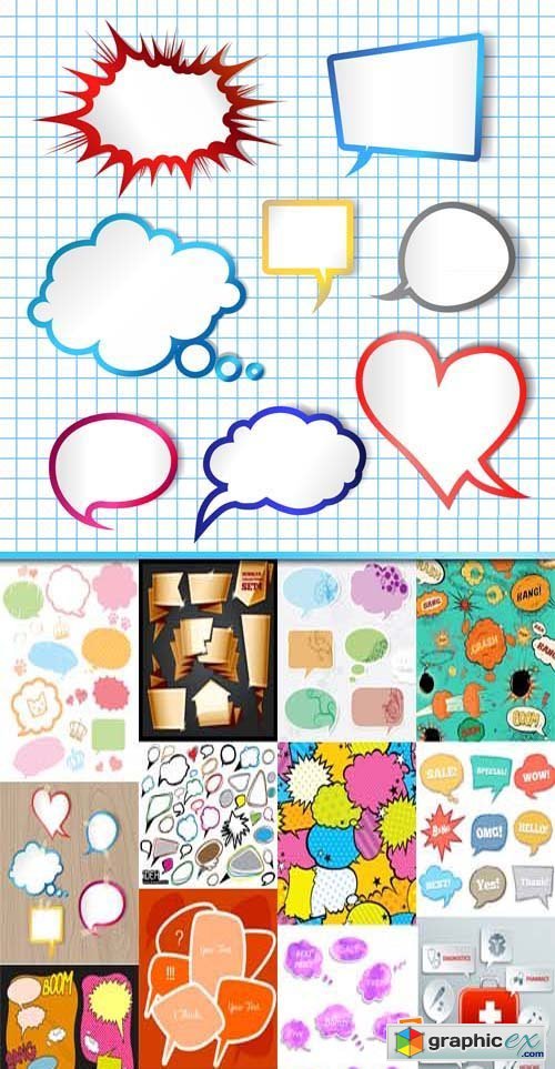 Speech bubbles different types collections, 25xEPS
