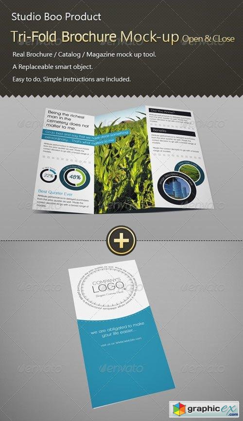 Tri-Fold Brochure / Catalog Mock-up - Open & Close