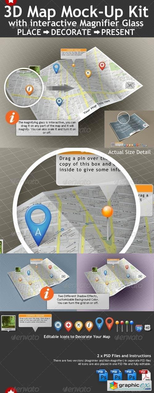 3D Map Mock-Up Kit with Magnifying Glass
