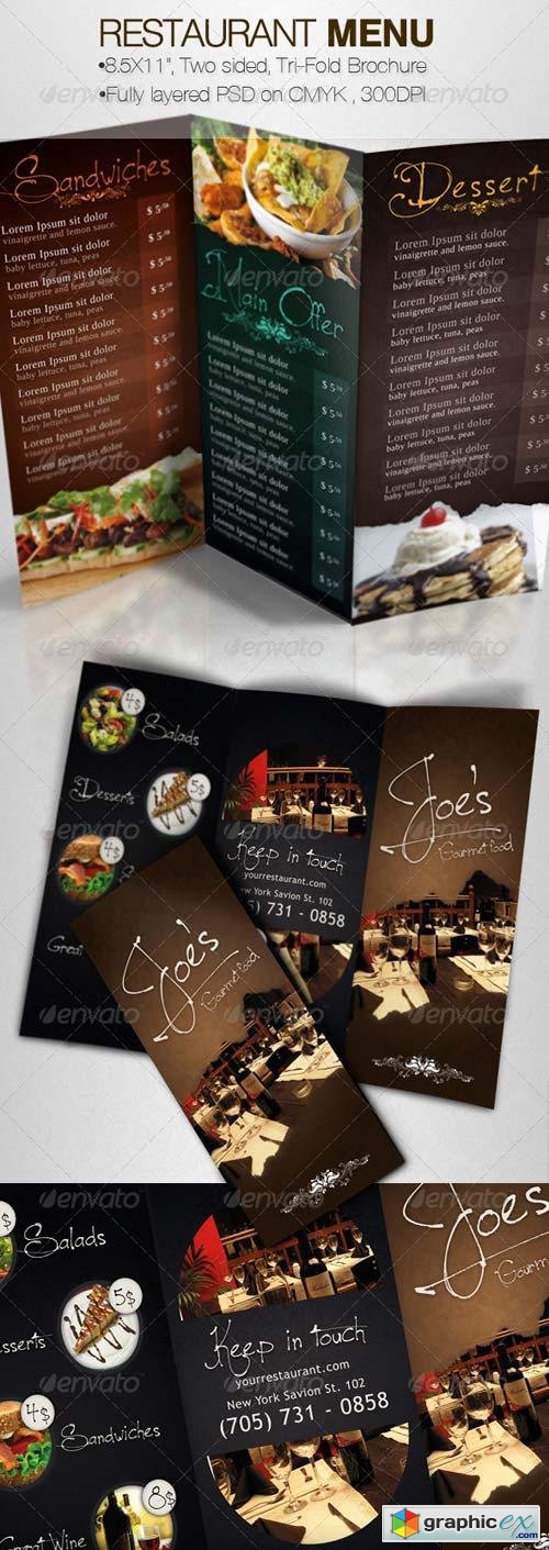 Tasty Restaurant Menu Tri-Fold Brochure