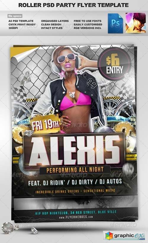 Roller - Hip Hop style PSD Party Flyer Template