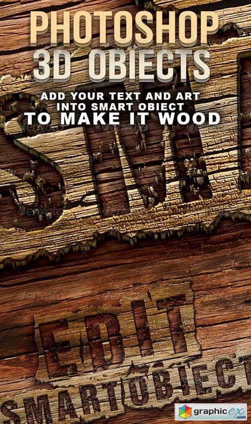 Photoshop 3D wood text