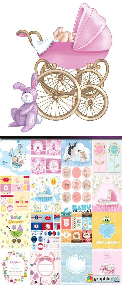Baby shower cards, 25xEPS
