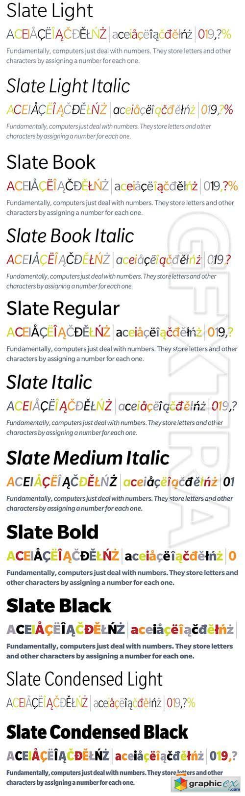 Slate Pro Font Family - 18 Fonts 1170$