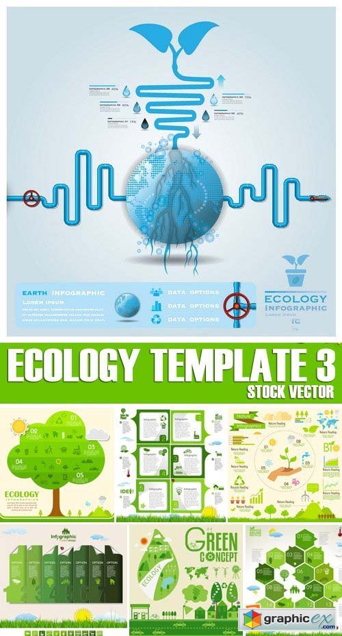 Stock Vectors - Ecology template 3, 25xEPS