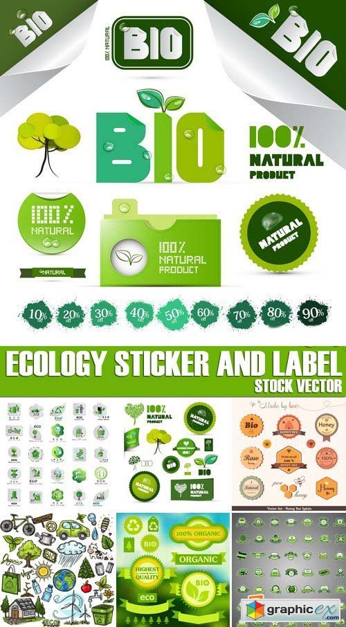 Stock Vectors - Ecology Sticker and label, 25xEPS