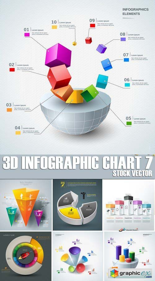 Stock Vectors - 3D Infographic Chart 7, 25xEPS